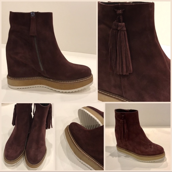 Nelle Vie Italian vine color suede wedge boots - Picture 1 of 8